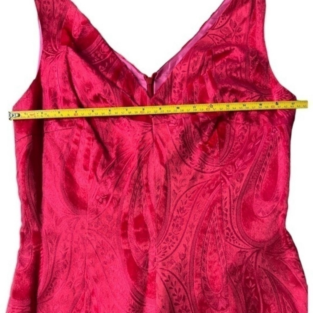 Barbara Tfank Brocade Cocktail Dress Red - Sleeveless Back Zip - Picture 11 of 14
